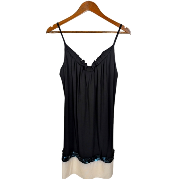 Vera Wang Dresses & Skirts - VINTAGE Vera Wang Lavender Label Y2K Black Sequin Hem Strappy Mini Dress